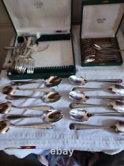 Christofle Cutlery Set Silver Plated 36 Pieces Model Marot Shell Spoon Fork