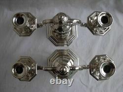 Christofle For Gallia, Pair Of French Art Deco Silverplated Candle Holders