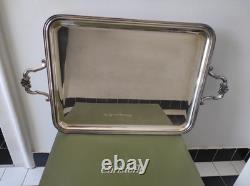 Christofle Large Vintage Silver-Plated Serving Tray with Shell Handles, 20th C