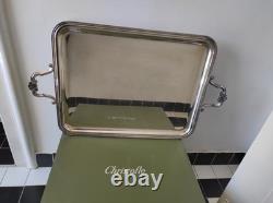 Christofle Large Vintage Silver-Plated Serving Tray with Shell Handles, 20th C