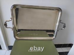 Christofle Large Vintage Silver-Plated Serving Tray with Shell Handles, 20th C Christofle Large Vintage Silver-Plated Serving Tray with Shell Handles, 20th C
