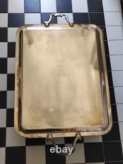 Christofle Large Vintage Silver-Plated Serving Tray with Shell Handles, 20th C Christofle Large Vintage Silver-Plated Serving Tray with Shell Handles, 20th C