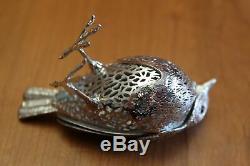 Christofle Lumiere d'Argent Pierced Silver Plate Robin Figurine in Original Box