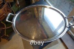 Christofle Malmaison Silver Plated Oval Serving Tray With Handles 53 x 42 cm