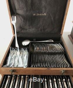 Christofle Marly Silverplated Set 62 Pcs / 12 People In Original Box Excellent