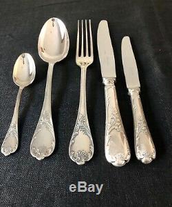 Christofle Marly Silverplated Set 62 Pcs / 12 People In Original Box Excellent