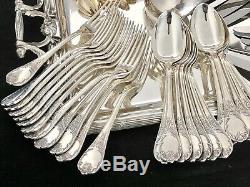 Christofle Marly Silverplated Set 62 Pcs / 12 People In Original Box Excellent