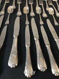 Christofle Marly Silverplated Set 62 Pcs / 12 People In Original Box Excellent