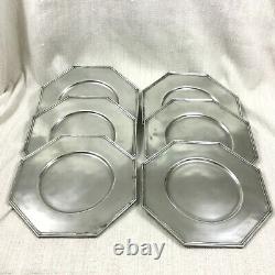 Christofle Pewter Charger Under Plates Set of 6 Trays Platters Mid Century RARE