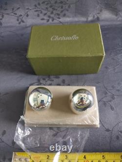 Christofle Salt And Pepper Shakers In Silver Plated Metal New In Its Box