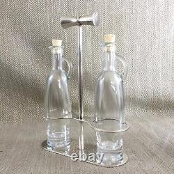 Christofle Silver Plated Oil & Vinegar Bottle Stand Holder Condiment Set