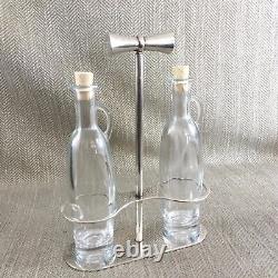 Christofle Silver Plated Oil & Vinegar Bottle Stand Holder Condiment Set