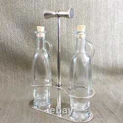 Christofle Silver Plated Oil & Vinegar Bottle Stand Holder Condiment Set