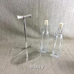 Christofle Silver Plated Oil & Vinegar Bottle Stand Holder Condiment Set