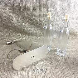 Christofle Silver Plated Oil & Vinegar Bottle Stand Holder Condiment Set