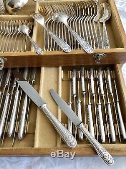Christofle Villeroy Silver Plated Set 61 Pcs For 12 People In Original Box