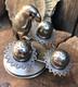 Condiment set Antique vintage Parrot bird egg cruet set silver plate 5.5 high