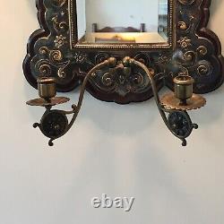 Continental Silver Plate Girandole Bevelled Wall Mirror with 2 scones circa 1880