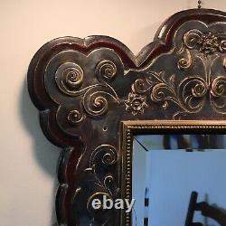 Continental Silver Plate Girandole Bevelled Wall Mirror with 2 scones circa 1880