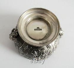 Corbell and Company silver plate bowl with ornate cherub design gold wash