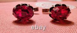 Cufflinks silver 875° in gold plated with corundums, vintage, USSR