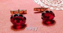 Cufflinks silver 875° in gold plated with corundums, vintage, USSR