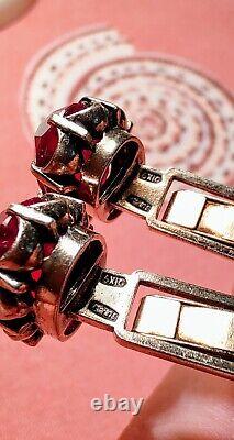 Cufflinks silver 875° in gold plated with corundums, vintage, USSR