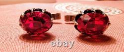 Cufflinks silver 875° in gold plated with corundums, vintage, USSR