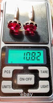 Cufflinks silver 875° in gold plated with corundums, vintage, USSR