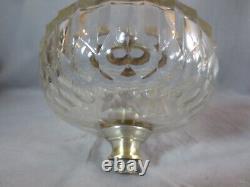 Cut Glass Silver Plated Oil Lamp Fount Font Plating Worn