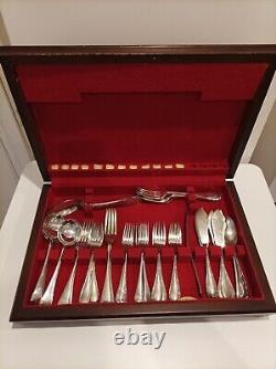 Cutlery 42pc silver plated Set& EPNS-A1 Silver-plate In Wooden Box VINTAGE CLASS