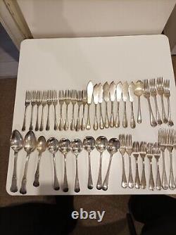 Cutlery 42pc silver plated Set& EPNS-A1 Silver-plate In Wooden Box VINTAGE CLASS