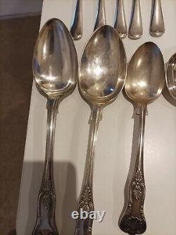 Cutlery 42pc silver plated Set& EPNS-A1 Silver-plate In Wooden Box VINTAGE CLASS