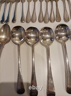 Cutlery 42pc silver plated Set& EPNS-A1 Silver-plate In Wooden Box VINTAGE CLASS