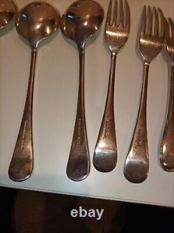Cutlery 42pc silver plated Set& EPNS-A1 Silver-plate In Wooden Box VINTAGE CLASS