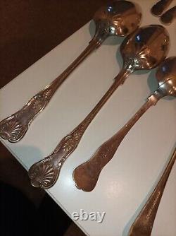 Cutlery 42pc silver plated Set& EPNS-A1 Silver-plate In Wooden Box VINTAGE CLASS
