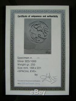 Dali Salvador Bas Relief En Argent 925/1000 Signé 1977 Signed Silver Plate D. 500