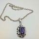Dansk Smykkekunst Amethyst Silver Plate Pendant Necklace Vintage 1970s Brutalist