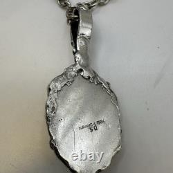 Dansk Smykkekunst Amethyst Silver Plate Pendant Necklace Vintage 1970s Brutalist