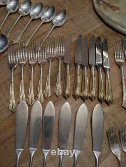 Davenport & Sullivan Silver plated with Gilt hold handles Cutlery set