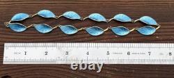 David Andersen Gold Plated Sterling Silver Blue Enamel Leaf Necklace Anderson