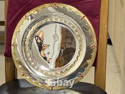 De Lamerie Heavily Encrusted Fleur De Lys Red Silver Plated Tray + Dust Bag 14