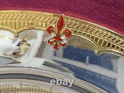 De Lamerie Heavily Encrusted Fleur De Lys Red Silver Plated Tray + Dust Bag 14