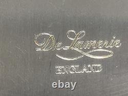 De Lamerie Heavily Encrusted Fleur De Lys Red Silver Plated Tray + Dust Bag 14