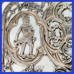 Decoration on mother of pearl solid silver plate knights decor in monogram armor
