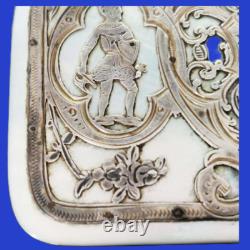 Decoration on mother of pearl solid silver plate knights decor in monogram armor