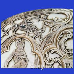 Decoration on mother of pearl solid silver plate knights decor in monogram armor