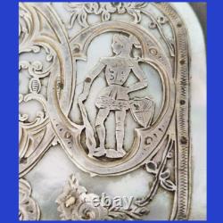 Decoration on mother of pearl solid silver plate knights decor in monogram armor