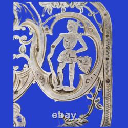 Decoration on mother of pearl solid silver plate knights decor in monogram armor