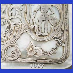 Decoration on mother of pearl solid silver plate knights decor in monogram armor